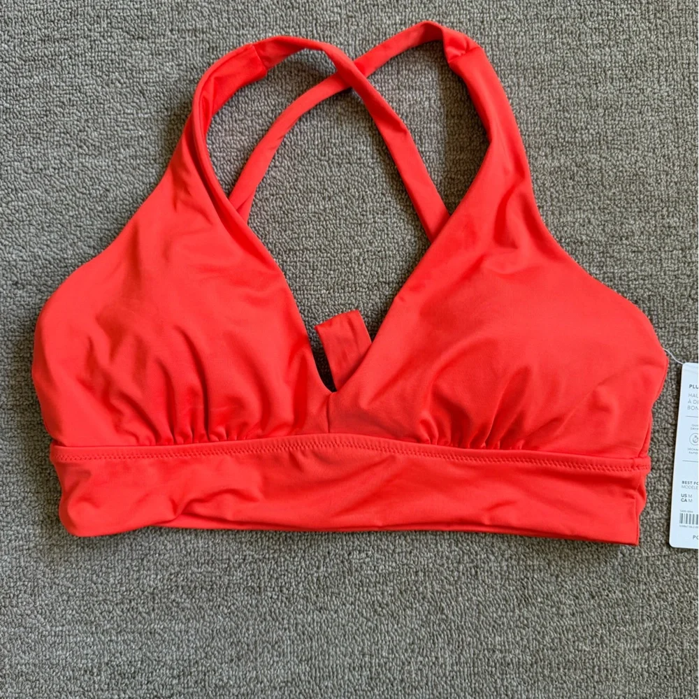 Athleta Plunge Bikini Top Poppy Red Size M - Picture 1 of 4